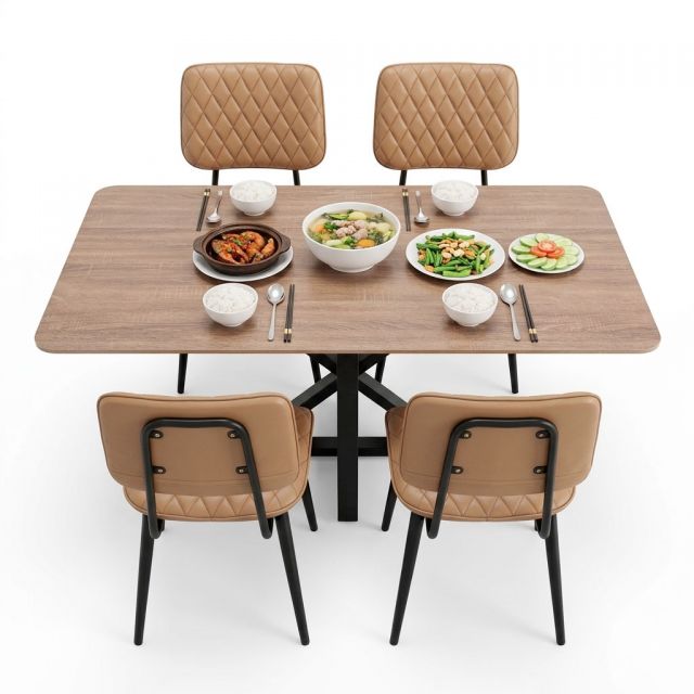 Bộ Bàn Ăn 140x80cm Và 4 Ghế Nệm Simili CBBA093