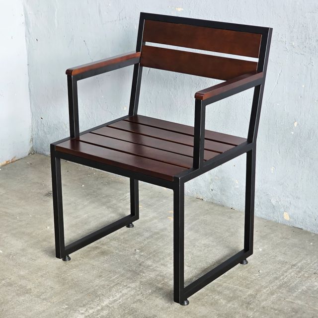 Ghế đơn có tay vịn gỗ cao su khung sắt GCF123