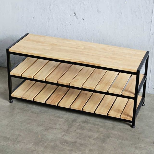 Kệ giày 3 tầng gỗ cao su khung sắt KG68059