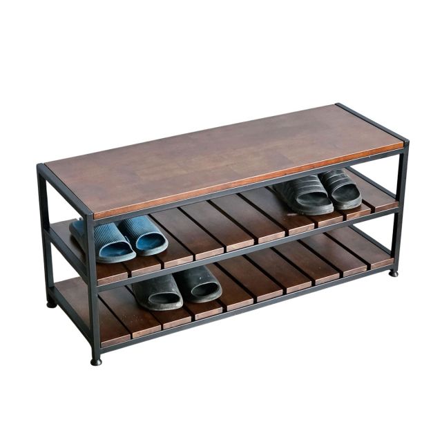 Kệ giày 3 tầng gỗ cao su khung sắt KG68059 Kệ giày 3 tầng gỗ cao su khung sắt KG68059