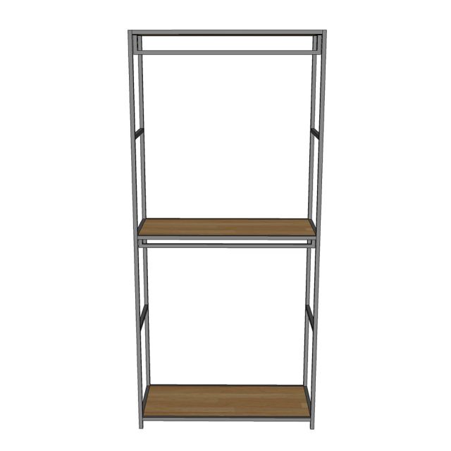 Kệ treo quần áo gỗ kết hợp khung sắt KQA68056