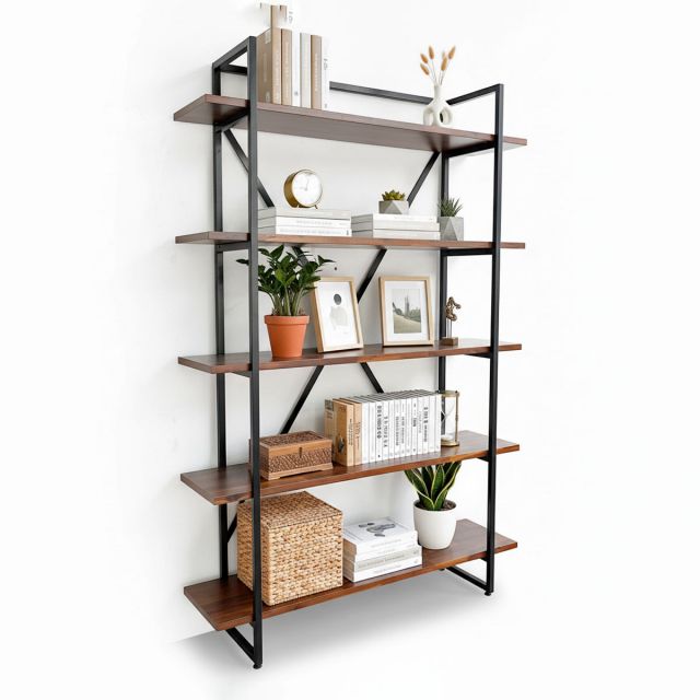 Kệ sách 5 tầng gỗ tràm khung sắt KS68174