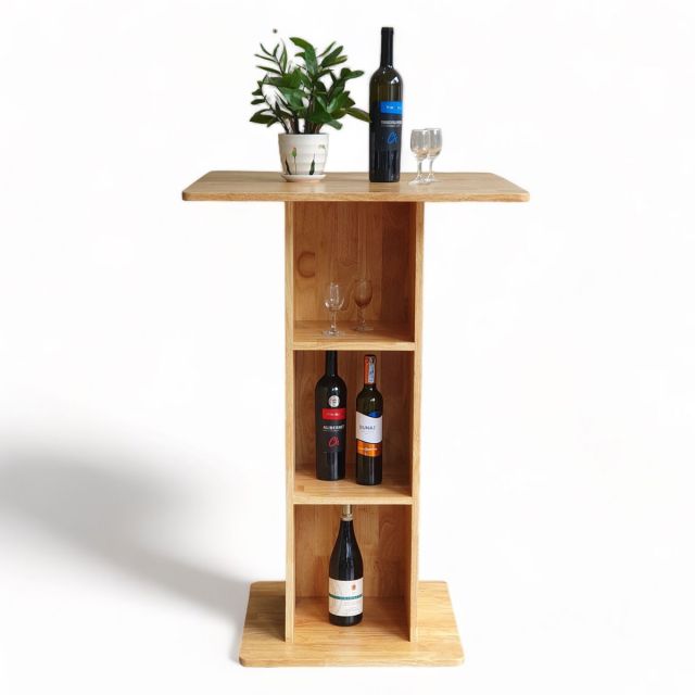 Bàn bar kết hợp kệ dựng rượu 70x70cm gỗ cao su BB014 Bàn bar kết hợp kệ dựng rượu 70x70cm gỗ cao su BB014