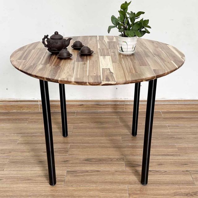 Bộ bàn ăn tròn 1m gỗ tràm và 4 ghế nệm CBBA108
