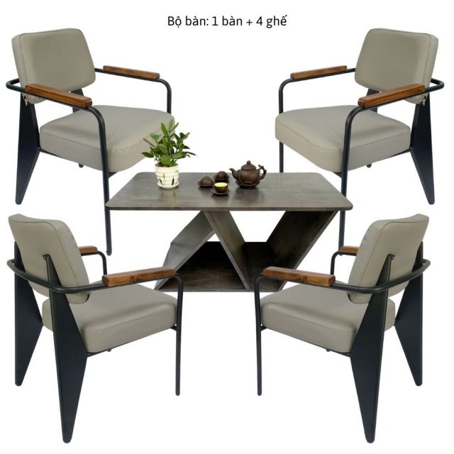 Bộ bàn trà gỗ và 4 ghế sofa Napa đơn CBSF68021 Bộ bàn trà gỗ và 4 ghế sofa Napa đơn CBSF68021