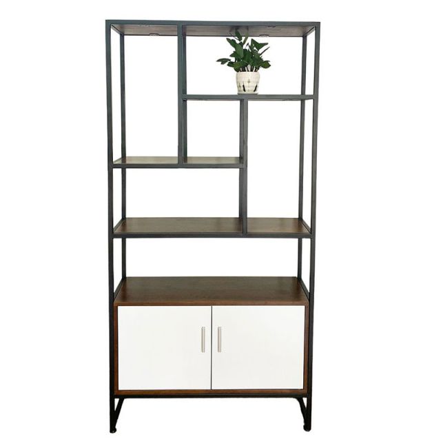 Kệ sách có hộc tủ gỗ cao su khung sắt KS68176 Kệ sách có hộc tủ gỗ cao su khung sắt KS68176