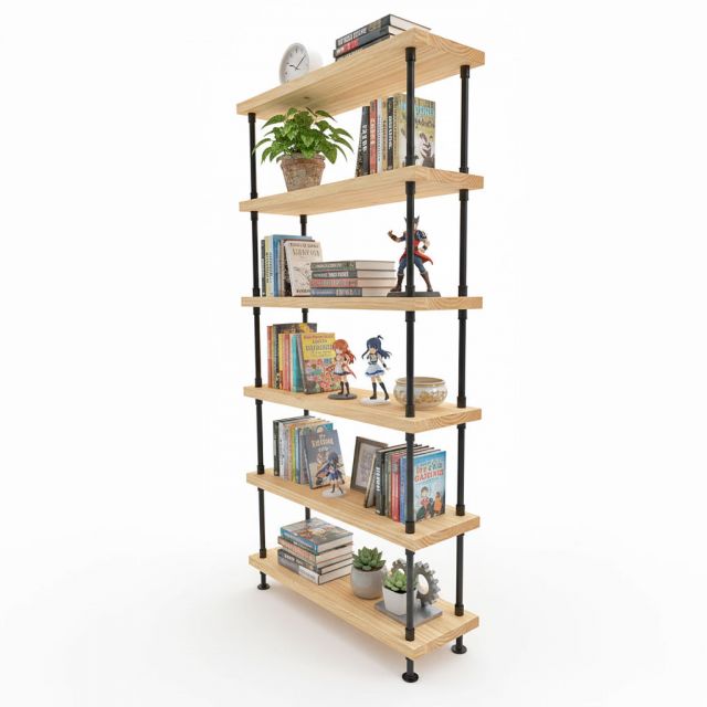 Kệ 6 tầng gỗ thông khung sắt ống nước KS68175