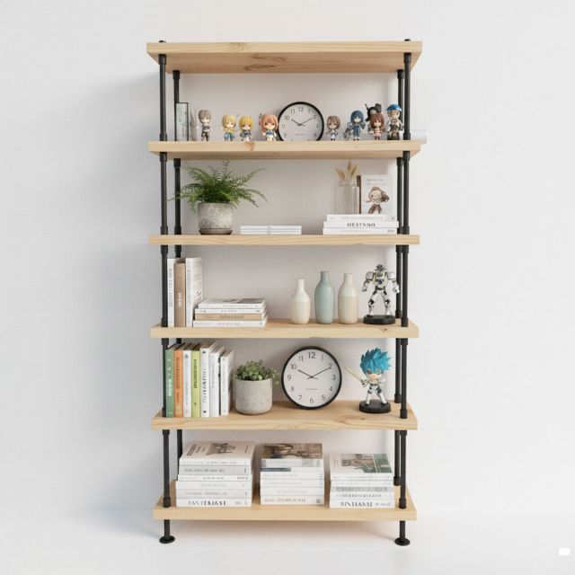 Kệ 6 tầng gỗ thông khung sắt ống nước KS68175