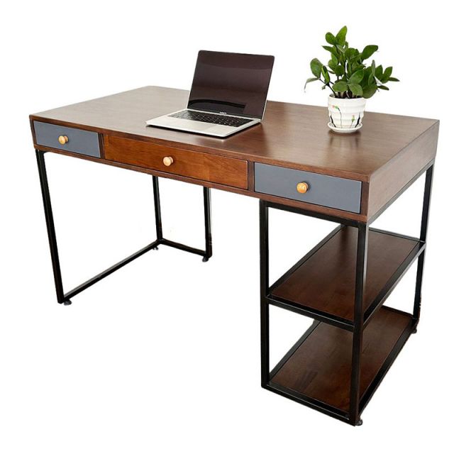 Bàn làm việc 3 ngăn kéo 120x60cm chân kết hợp kệ BD68093 Bàn làm việc 3 ngăn kéo 120x60cm chân kết hợp kệ BD68093