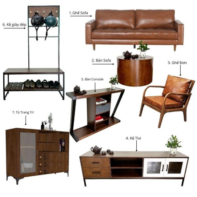 Combo Nội Thất Phòng Khách 7 món PK025 Combo Nội Thất Phòng Khách 7 món PK025