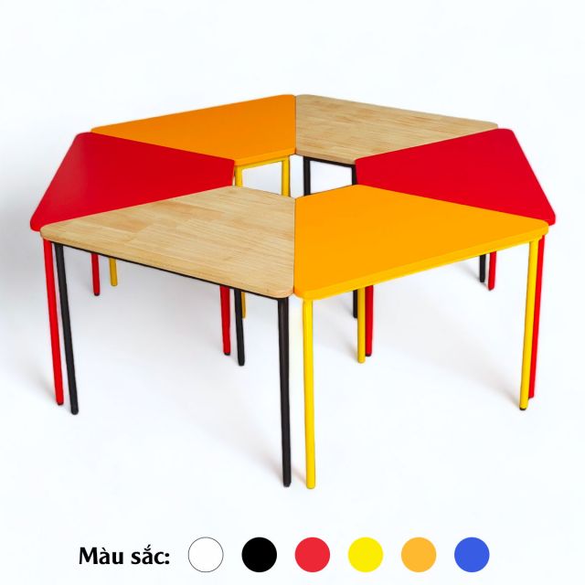 Module bàn cụm 6 hình thang mặt gỗ chân sắt KGD036 Module bàn cụm 6 hình thang mặt gỗ chân sắt KGD036