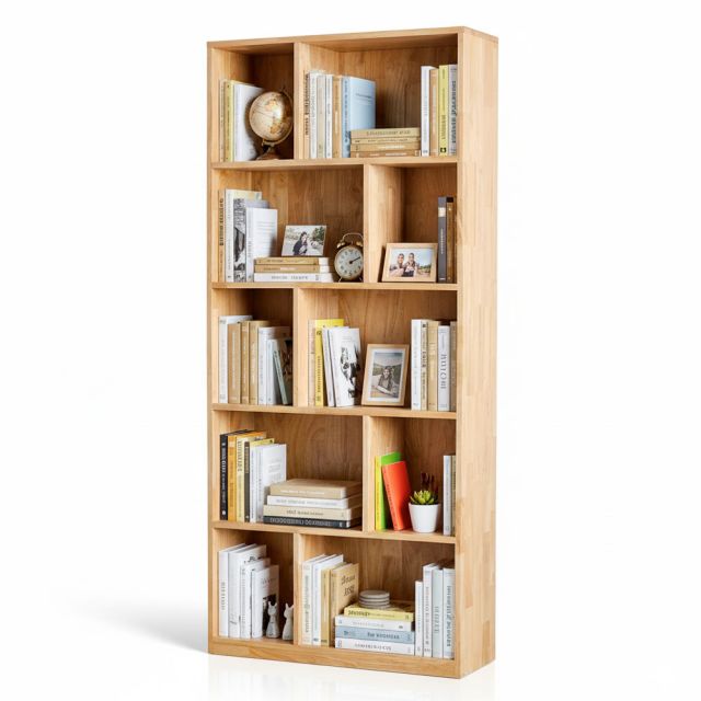 Kệ sách 5 tầng 80x30x180cm gỗ cao su KS68190