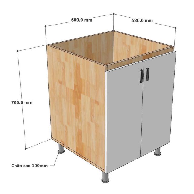 Module tủ bếp dưới 60cm hệ cửa mở MTBD012