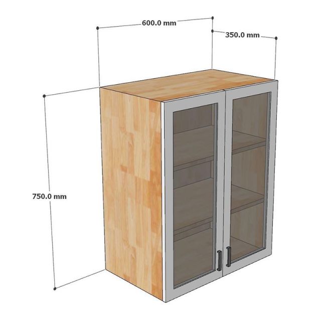 Module tủ bếp trên 60cm hệ 2 cửa kính mở TBT014
