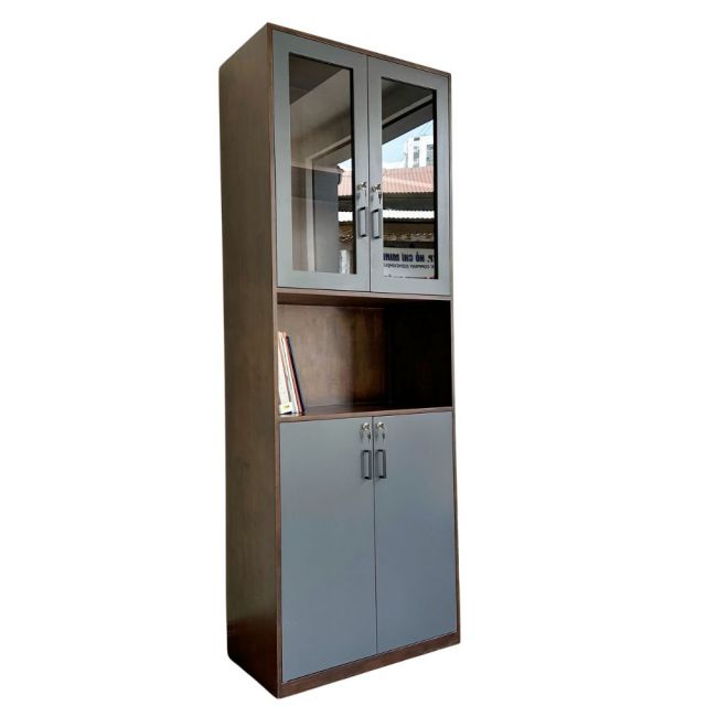 Tủ hồ sơ 5 tầng gỗ tự nhiên cửa kính THS68057 Tủ hồ sơ 5 tầng gỗ tự nhiên cửa kính THS68057