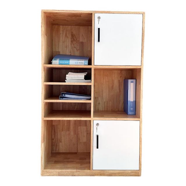 Tủ hồ sơ có ngăn tủ khóa 80x40x130cm gỗ cao su THS68052 Tủ hồ sơ có ngăn tủ khóa 80x40x130cm gỗ cao su THS68052