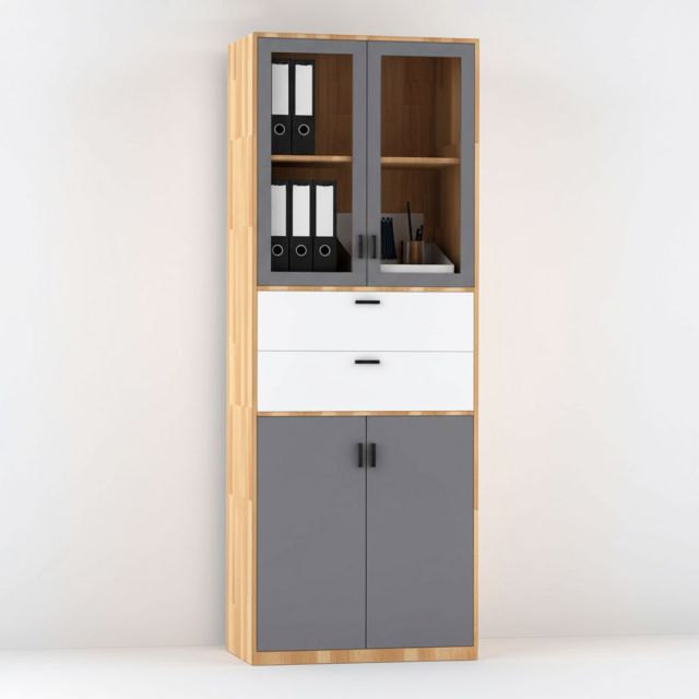 Tủ hồ sơ  cửa kính có hộc kéo 80x40x220cm gỗ tự nhiên THS68061 Tủ hồ sơ  cửa kính có hộc kéo 80x40x220cm gỗ tự nhiên THS68061