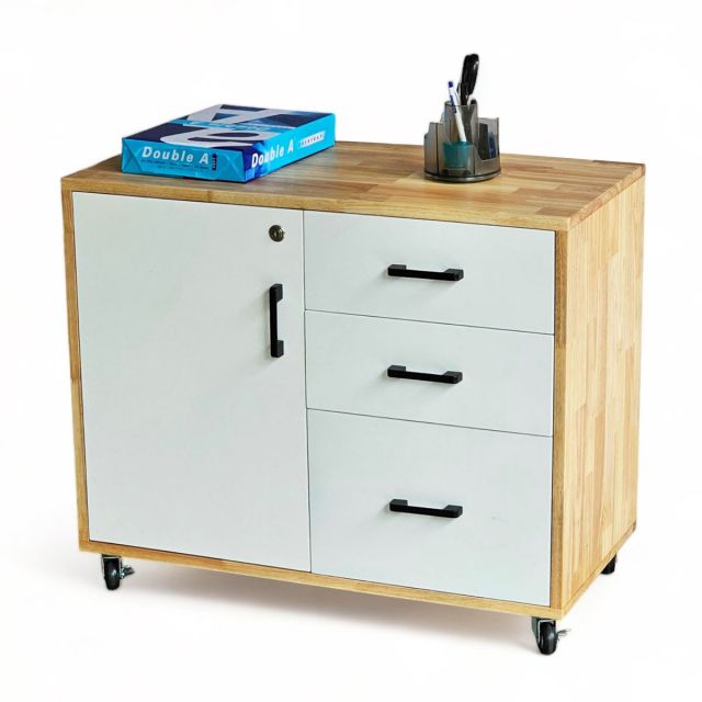 Tủ hồ sơ di động 80x40x65cm gỗ tự nhiên TCN68029 Tủ hồ sơ di động 80x40x65cm gỗ tự nhiên TCN68029