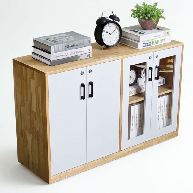 Tủ hồ sơ, tủ đầu bàn gỗ tự nhiên cửa kính THS68063 Tủ hồ sơ, tủ đầu bàn gỗ tự nhiên cửa kính THS68063