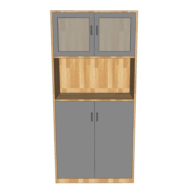 Tủ hồ sơ cao gỗ cao su 4 tầng cửa kính THS68054