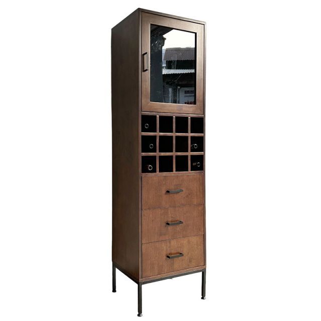 Tủ phòng ăn kết hợp tủ rượu gỗ cao su chân sắt TAP014 Tủ phòng ăn kết hợp tủ rượu gỗ cao su chân sắt TAP014