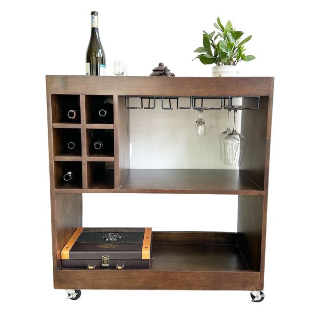 Kệ Rượu di động gỗ tự nhiên KR68001 Kệ Rượu di động gỗ tự nhiên KR68001