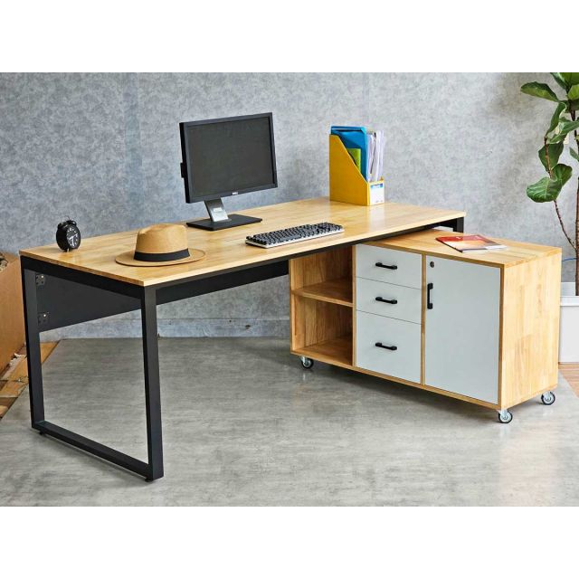 Bàn làm việc 180x80cm kết hợp tủ di động HBRT068