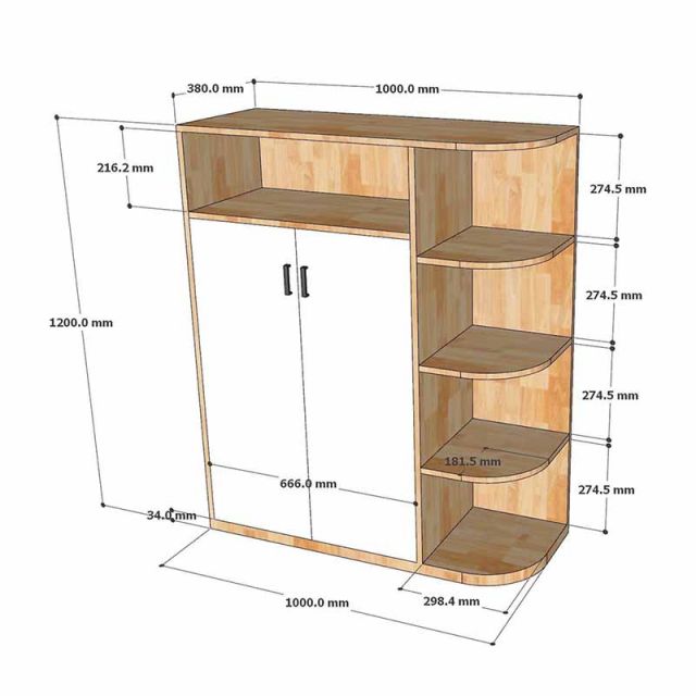 Tủ hồ sơ kết hợp kệ trang trí gỗ tự nhiên THS68065
