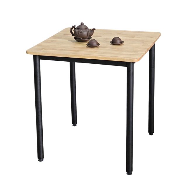 Bàn vuông 70cm gỗ tự nhiên chân sắt tròn BA68151