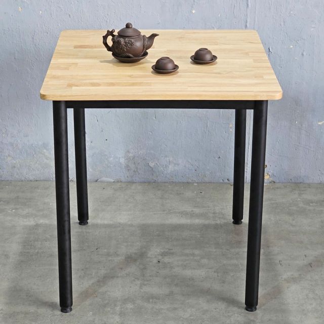 Bàn vuông 70cm gỗ tự nhiên chân sắt tròn BA68151