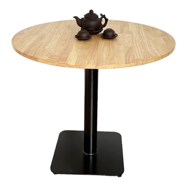 Bàn tròn 80cm gỗ tự nhiên chân sắt đế vuông BA68152 Bàn tròn 80cm gỗ tự nhiên chân sắt đế vuông BA68152