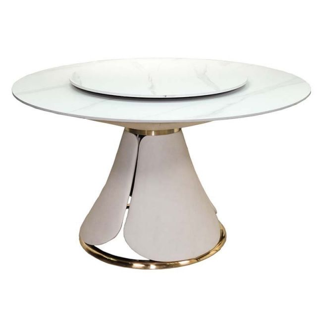 Bàn ăn tròn xoay Royal mặt đá chân bọc da GAK-T133 Bàn ăn tròn xoay Royal mặt đá chân bọc da GAK-T133