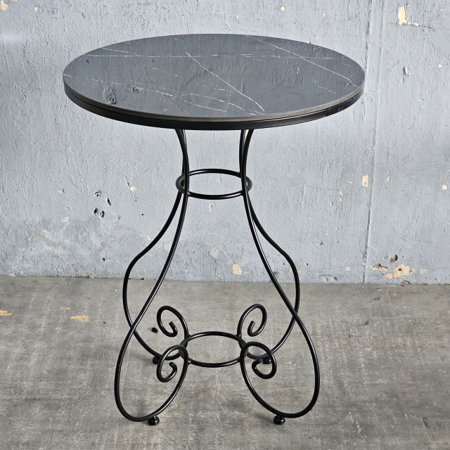 Bàn cafe tròn 60cm mặt ceramic chân sắt hoa văn CFD68132