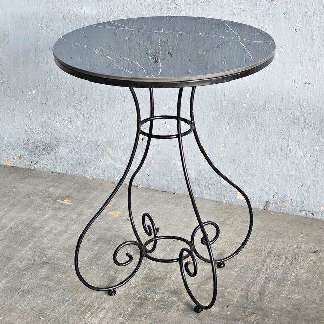 Bàn cafe tròn 60cm mặt ceramic chân sắt hoa văn CFD68132