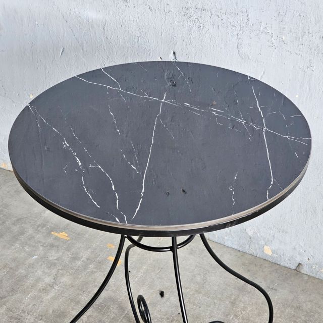 Bàn cafe tròn 60cm mặt ceramic chân sắt hoa văn CFD68132