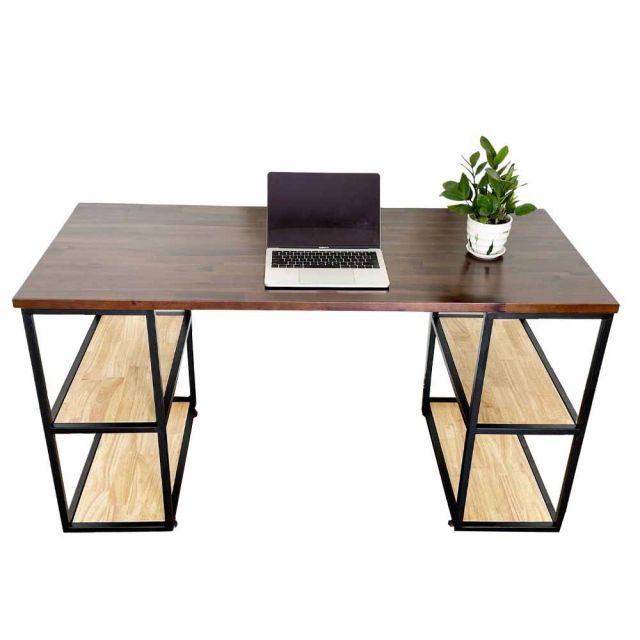 Bàn làm việc chân kết hợp kệ gỗ khung sắt BD68091 Bàn làm việc chân kết hợp kệ gỗ khung sắt BD68091