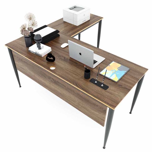 Bàn chữ L 160x150cm gỗ Plywood phủ melamin chân hệ Cone II HBCN018 Bàn chữ L 160x150cm gỗ Plywood phủ melamin chân hệ Cone II HBCN018