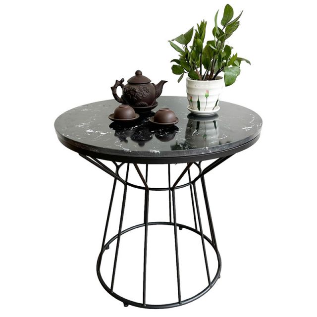 Bàn sofa tròn mặt đá khung sắt cổ lọ TT68239 Bàn sofa tròn mặt đá khung sắt cổ lọ TT68239