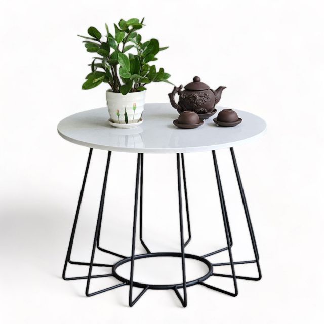 Bàn sofa tròn mặt đá khung sắt TT68238 Bàn sofa tròn mặt đá khung sắt TT68238