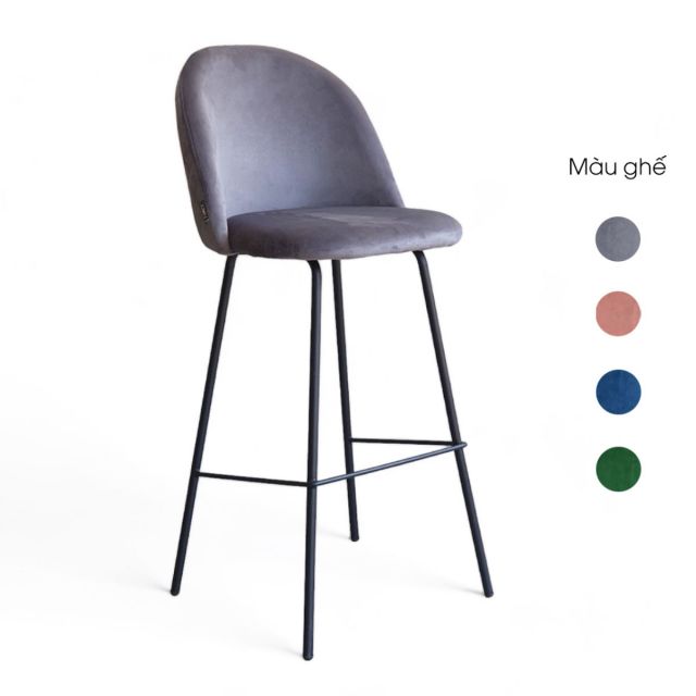 Ghế bar nệm vải khung chân sắt GAK195H Ghế bar nệm vải khung chân sắt GAK195H