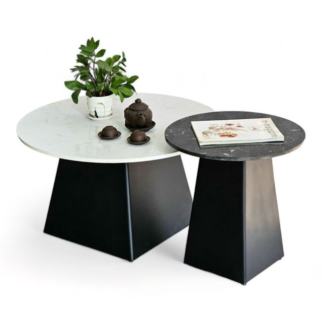 Bàn sofa đôi mặt đá ceramic chân sắt TT68241 Bàn sofa đôi mặt đá ceramic chân sắt TT68241