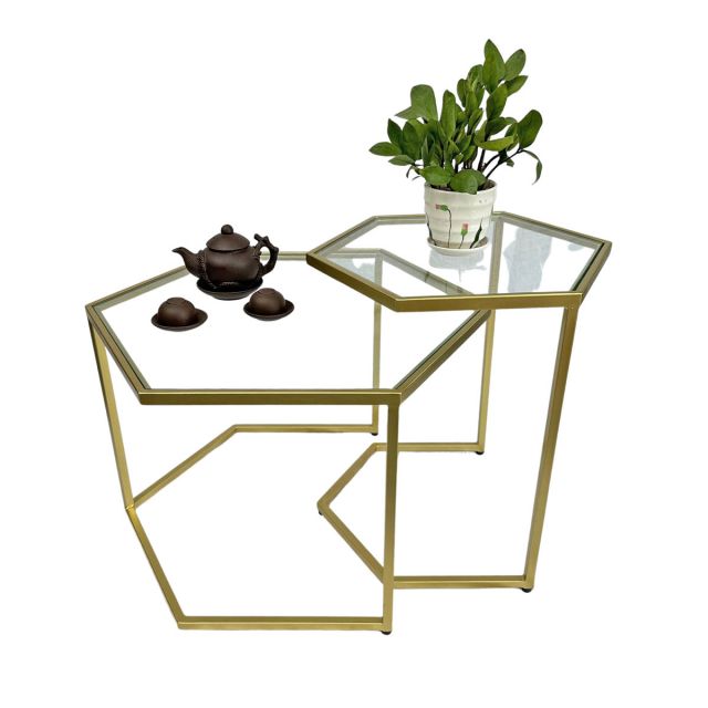 Bàn sofa đôi mặt kính khung sắt sơn tĩnh điện TT68240 Bàn sofa đôi mặt kính khung sắt sơn tĩnh điện TT68240