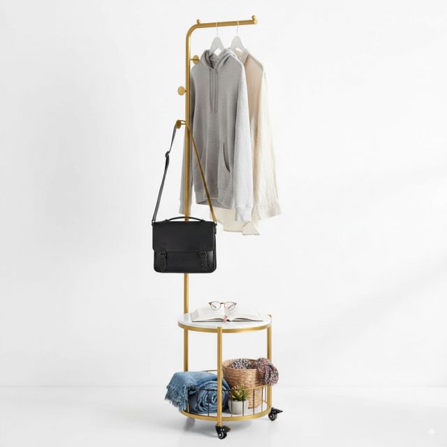 Giá treo đồ khung sắt mặt đá KPT68034