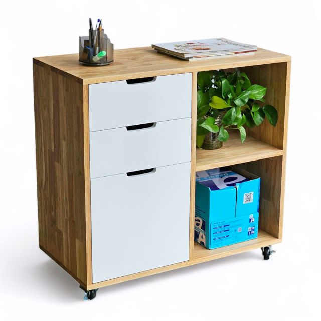 Tủ hồ sơ di động 80x40x70cm gỗ cao su TCN68041 Tủ hồ sơ di động 80x40x70cm gỗ cao su TCN68041