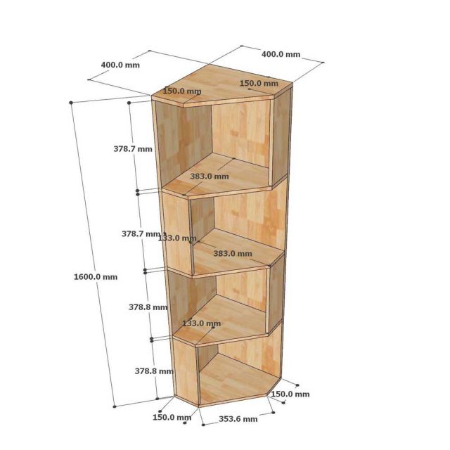 Kệ góc tường 4 tầng gỗ tự nhiên KGT68016