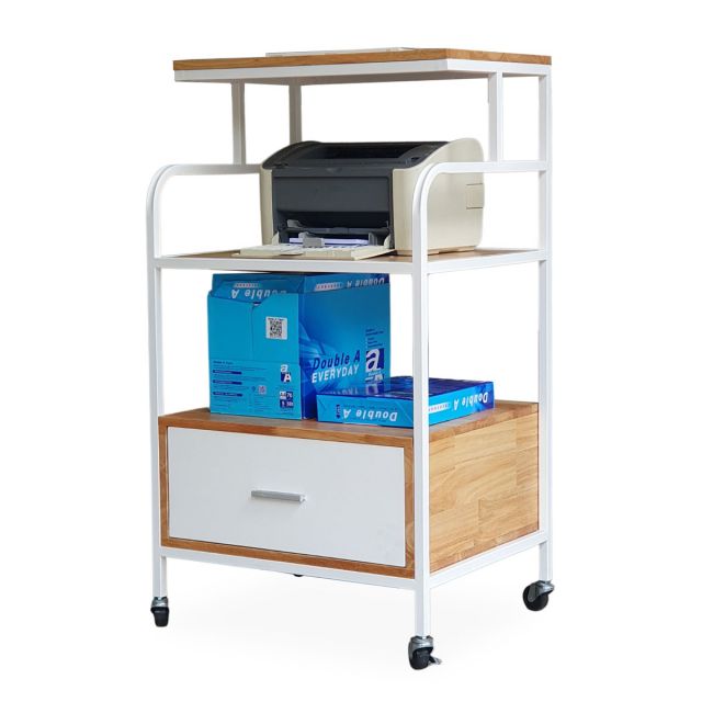 Kệ để máy in di động có hộc kéo gỗ khung sắt KCPU68013 Kệ để máy in di động có hộc kéo gỗ khung sắt KCPU68013