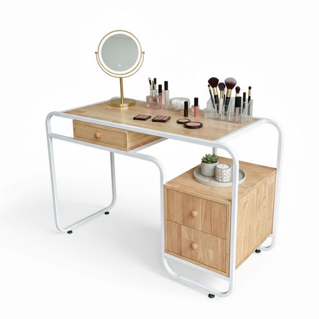Bàn trang điểm gỗ tự nhiên hiện đại khung sắt BTD68063 Bàn trang điểm gỗ tự nhiên hiện đại khung sắt BTD68063