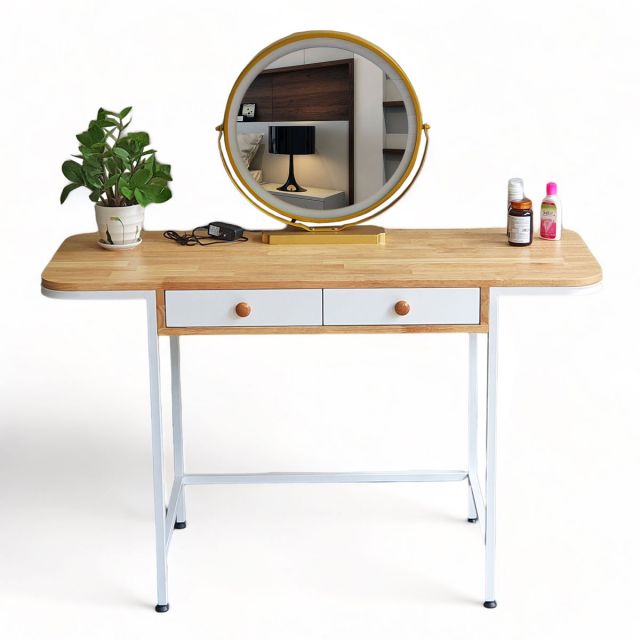 Bàn trang điểm gỗ tự nhiên đơn giản chân sắt BTD68064 Bàn trang điểm gỗ tự nhiên đơn giản chân sắt BTD68064