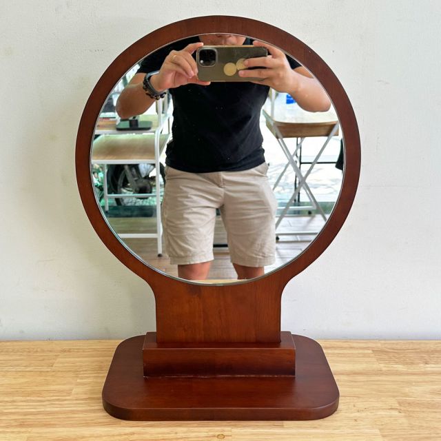 Gương trang điểm tròn để bàn màu cánh gián GNG006