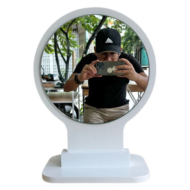Gương trang điểm tròn để bàn màu trắng GNG004 Gương trang điểm tròn để bàn màu trắng GNG004